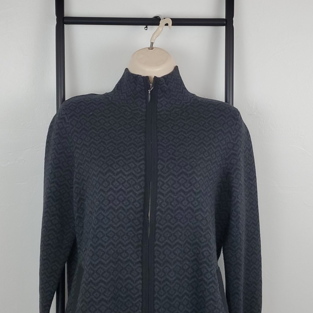 Aspen Brand Zip Up Sweater Full Zipper Cotton Polyester Black Gray Women size M